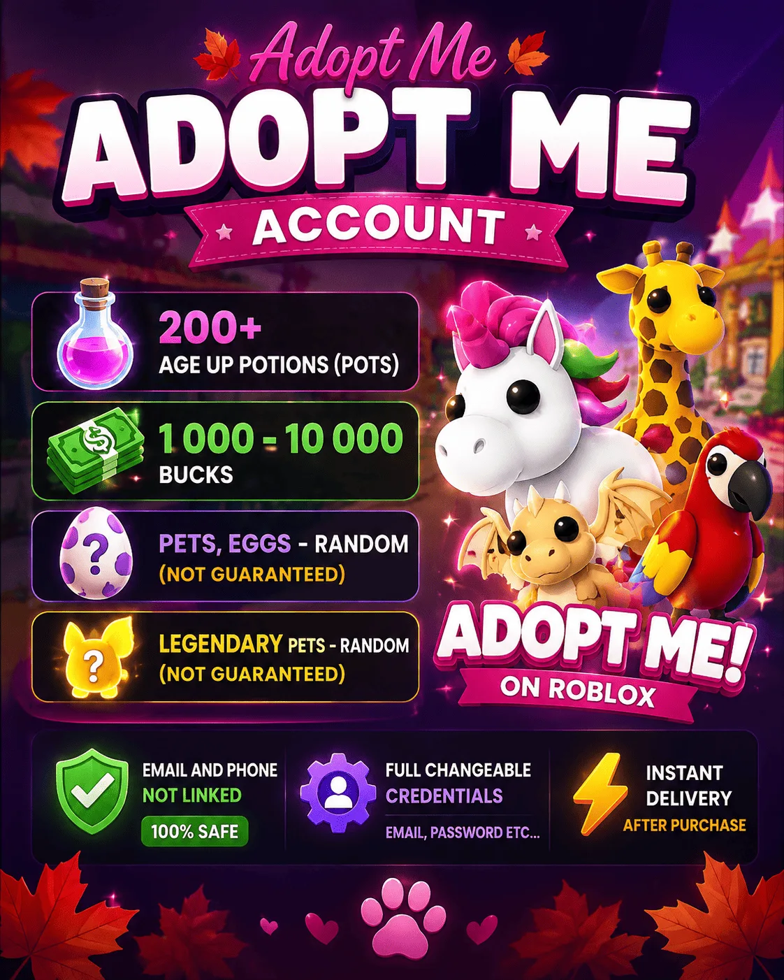 Adopt Me Account · 200-249 Potions · 0-10k Bucks — screenshot 1