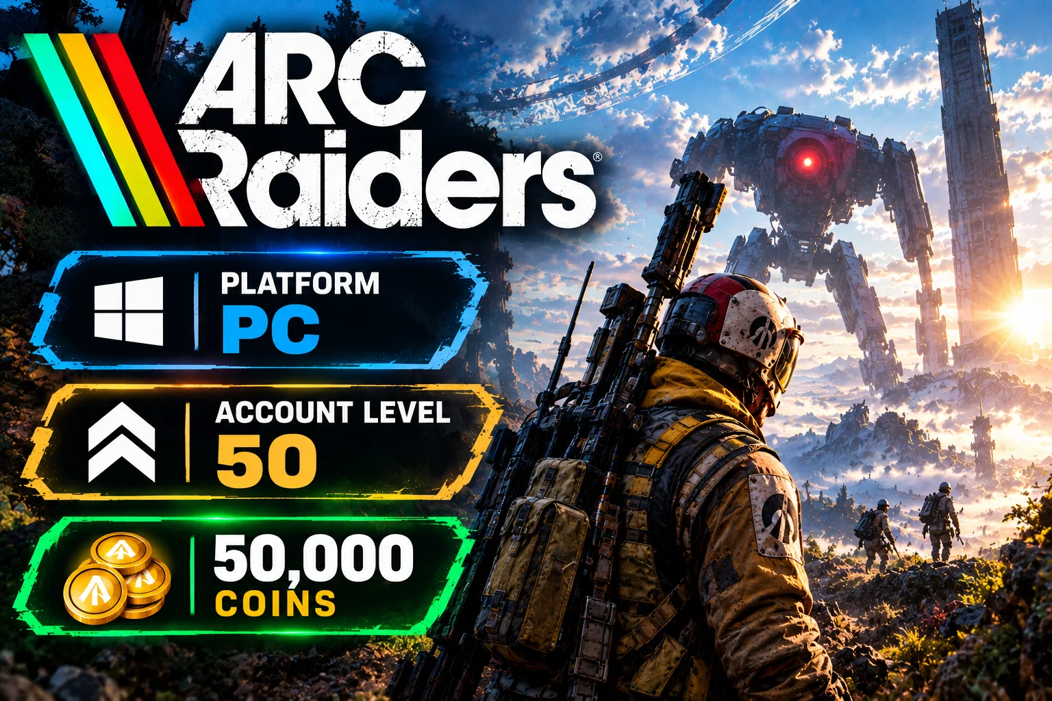 ARC Raiders Account · Level 50 · 10 Blueprints · 0-250K Coins — screenshot 1