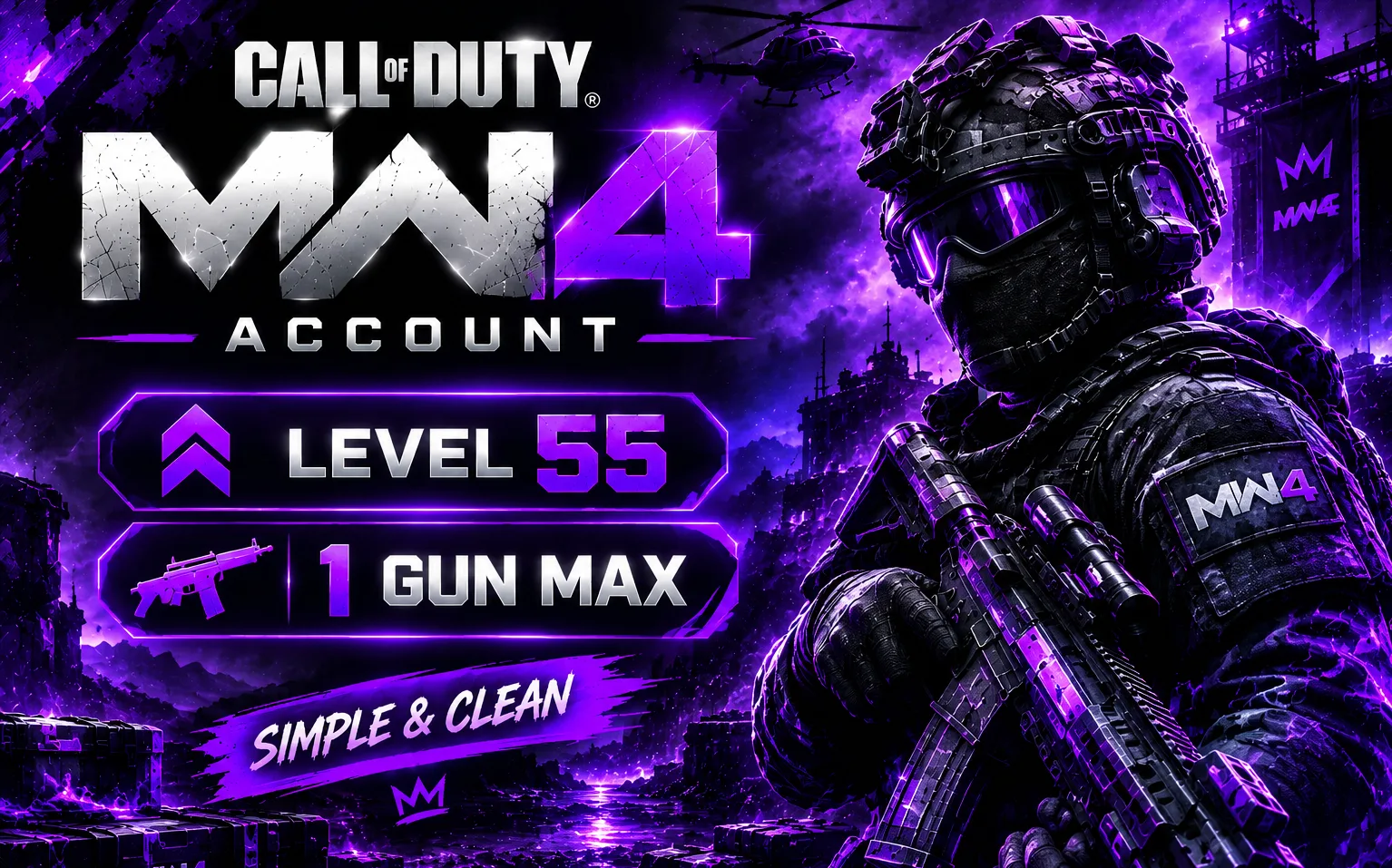 Call of Duty Account · 225 Camos · Level 55 · 3 Weapons — screenshot 1