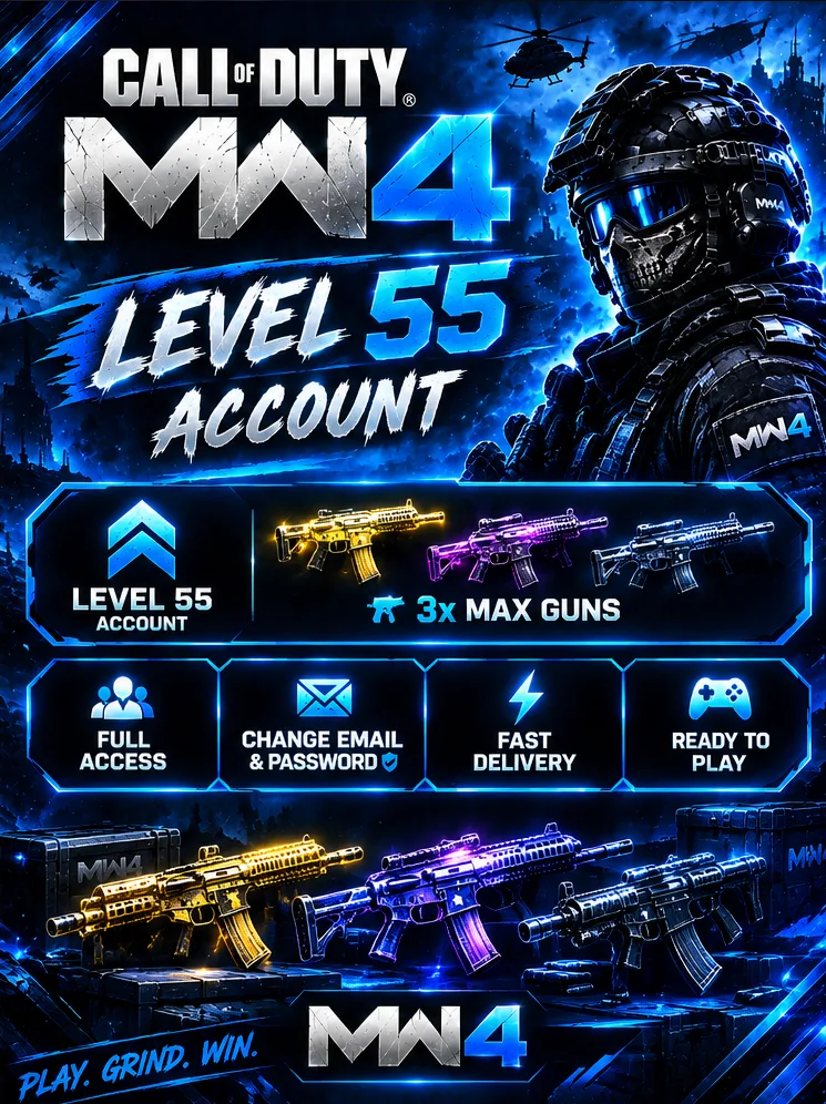 Call of Duty Account · 225 Camos · Level 55 · 3 Weapons — screenshot 1