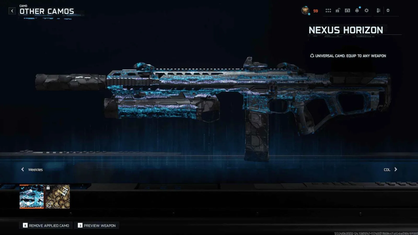 Call of Duty Account · 1000 Camos · Level 100 · 33 Weapons — screenshot 1