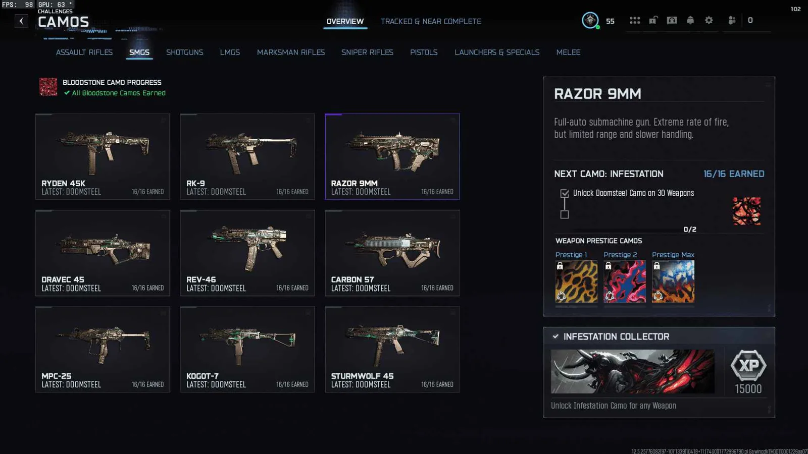 Call of Duty Account · 500 Camos · Level 55 · 30 Weapons — screenshot 1