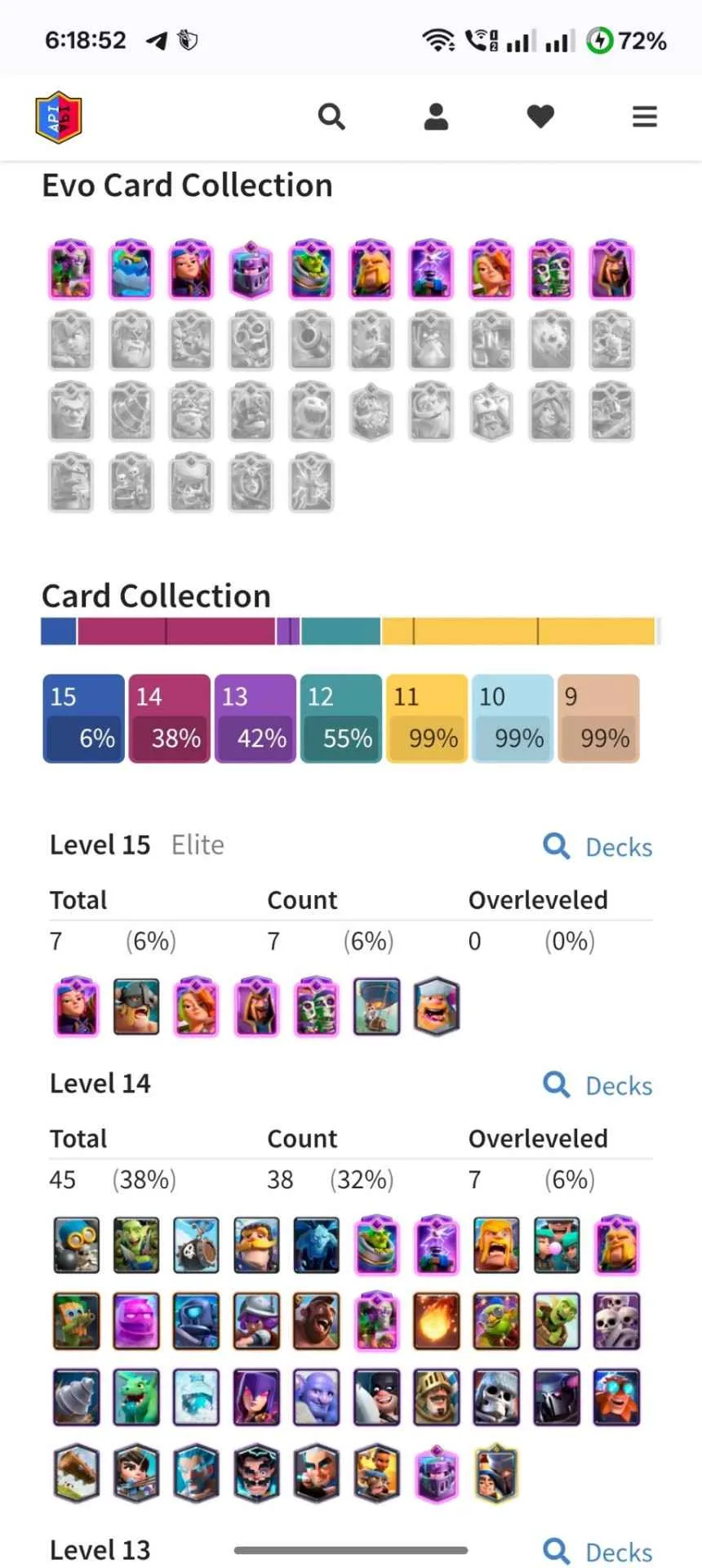Clash Royale Account · 9525 Trophies · King Tower 15 · 1765 Gems — screenshot 1