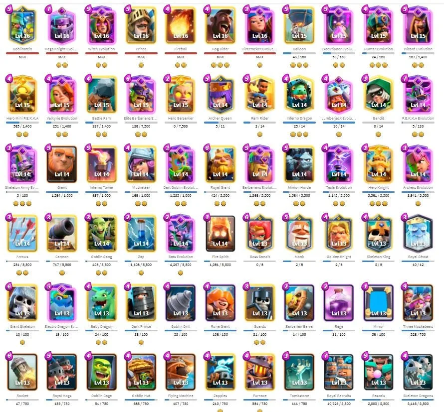 Clash Royale Account · 13500 Trophies · King Tower 16 · 122 Cards — screenshot 1