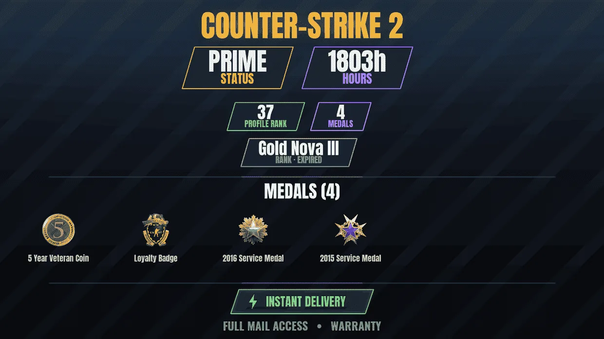 Counter Strike 2 Account · Prime · Level 37 · 67 Matches — screenshot 1