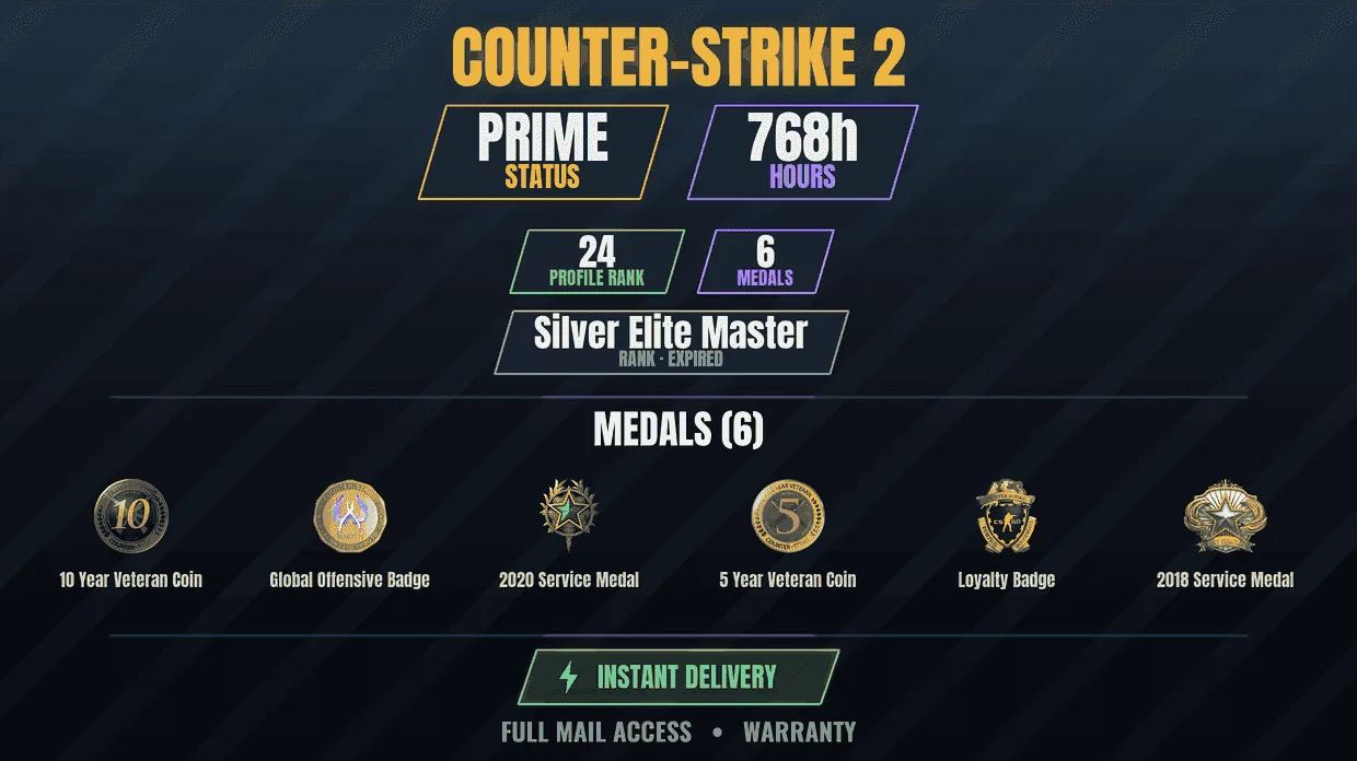 Counter Strike 2 Account · Prime · Level 24 · 60 Matches — screenshot 1