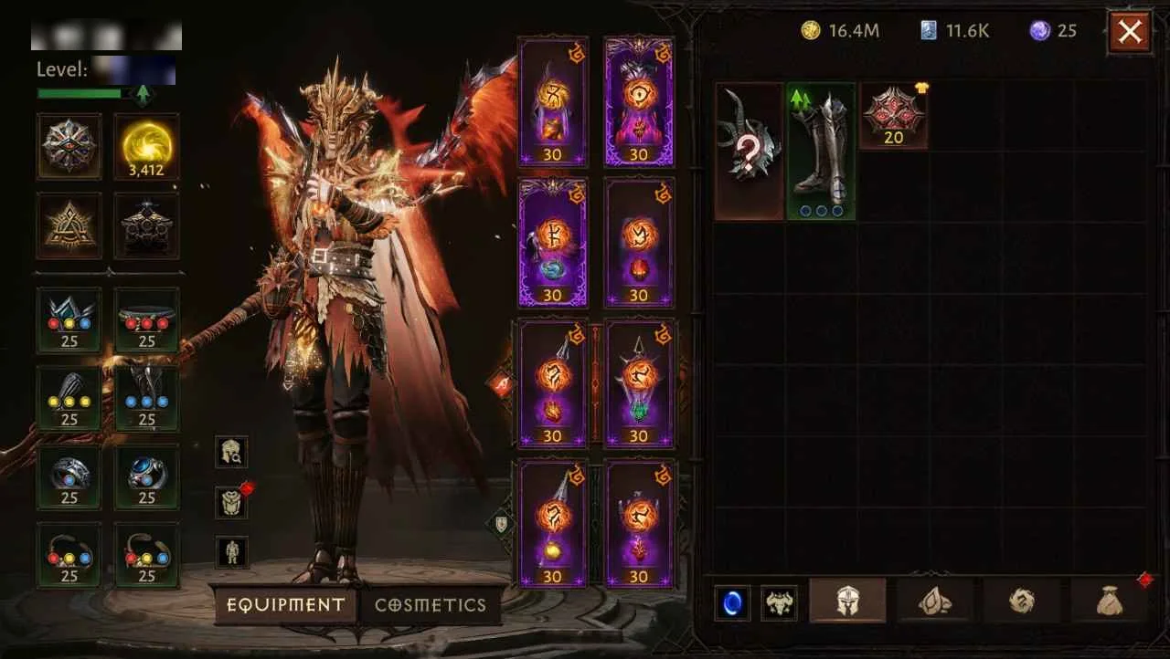 Diablo Immortal Account · Combat Rating 63.7K · 11.6K Platinum — screenshot 1