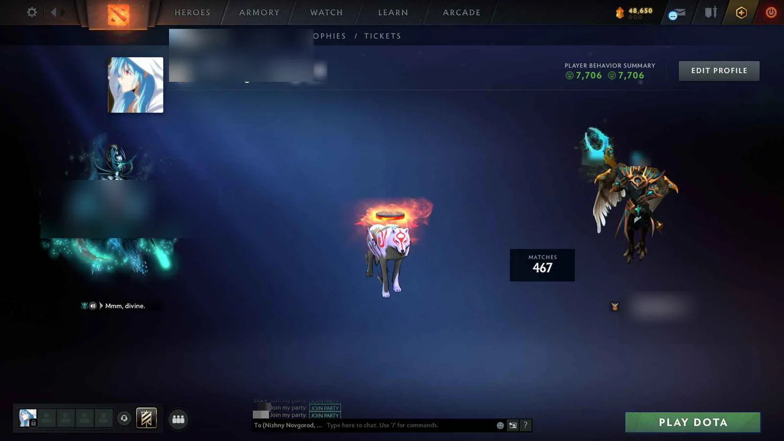 Dota 2 Account · Unranked · MMR 5621+ · 467 Matches — screenshot 1