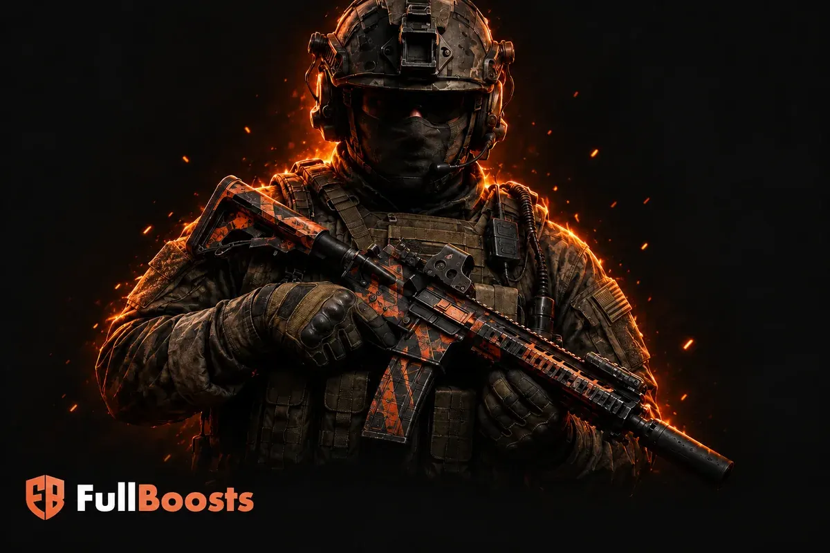 Call of Duty tactical operator and mastery camo rifle — FullBoosts guide artwork