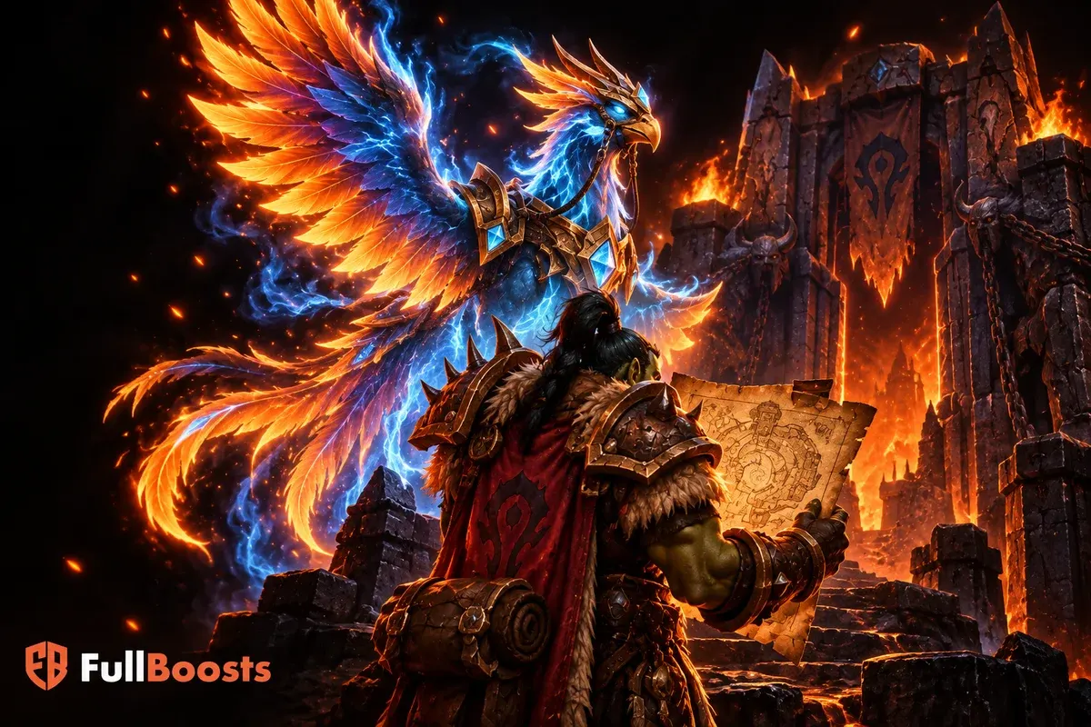 Warcraft adventurer planning a raid mount collection route — FullBoosts guide