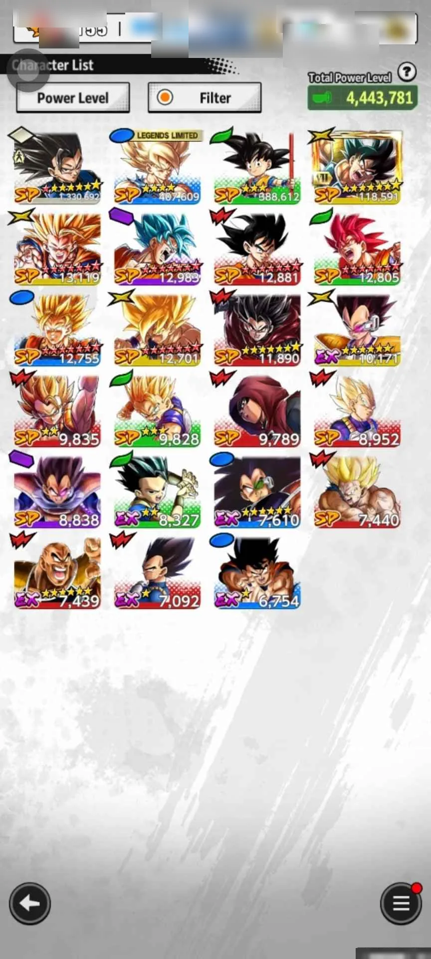 Dragon Ball Legends account preview