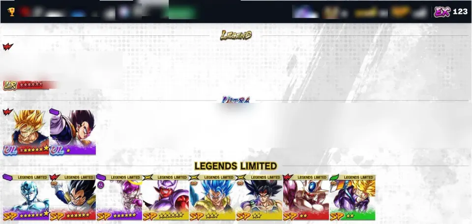 Dragon Ball Legends account preview