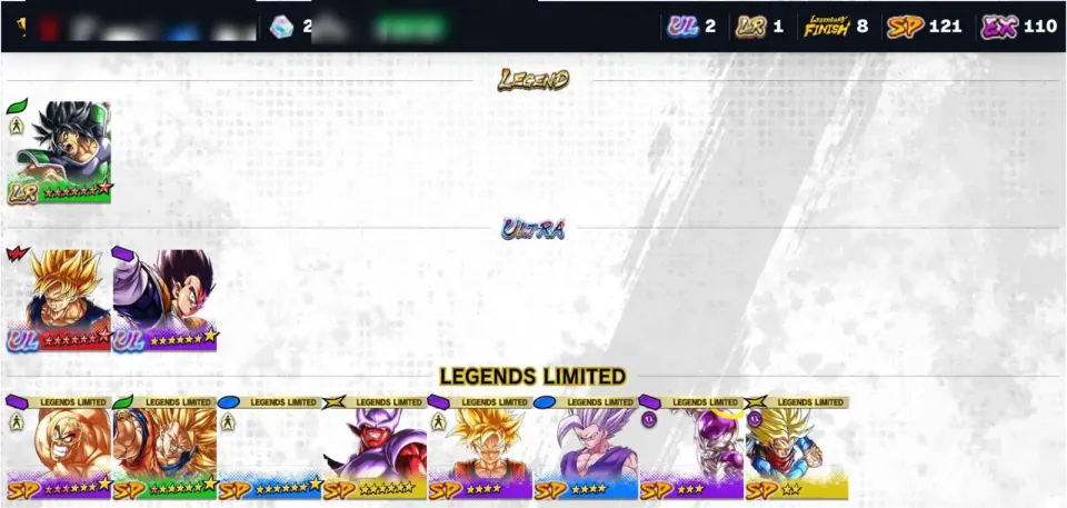 Dragon Ball Legends account preview
