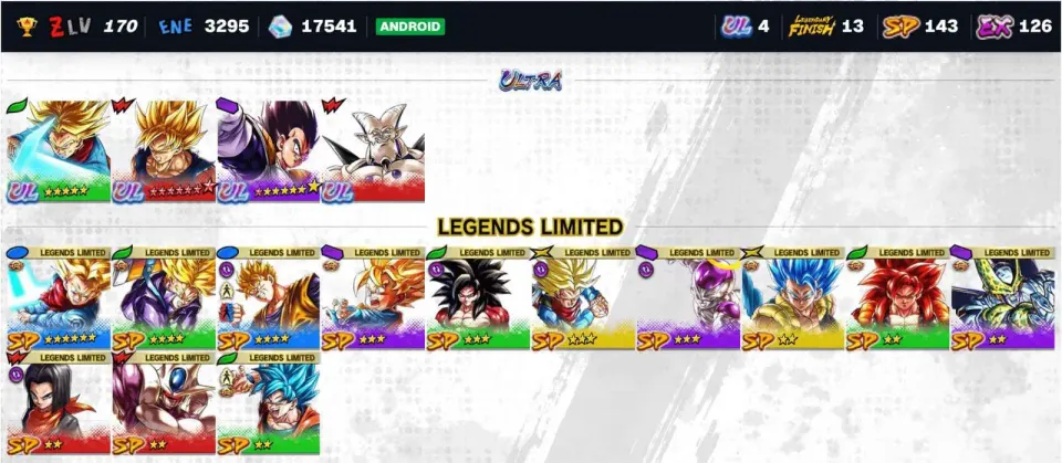 Dragon Ball Legends account preview