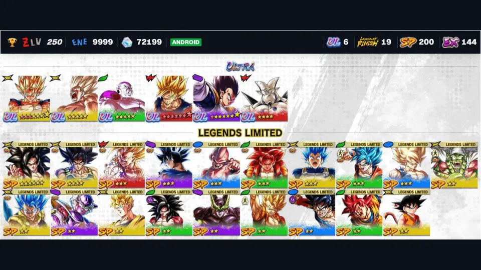 Dragon Ball Legends account preview