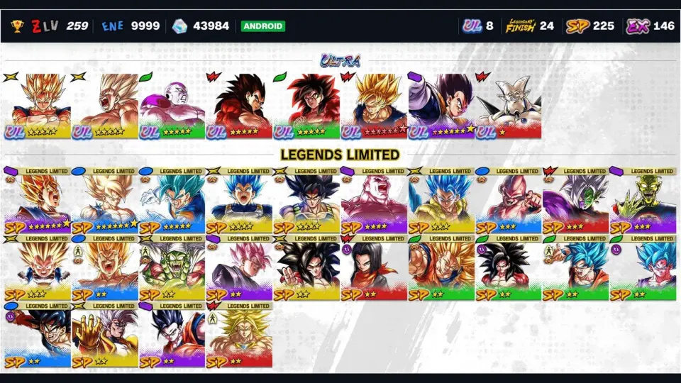 Dragon Ball Legends account preview