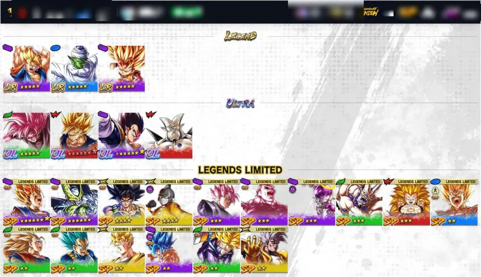 Dragon Ball Legends account preview