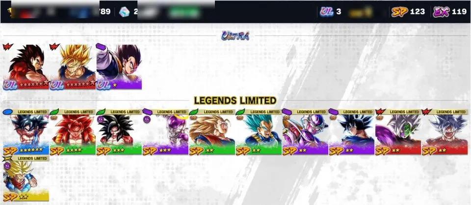 Dragon Ball Legends account preview
