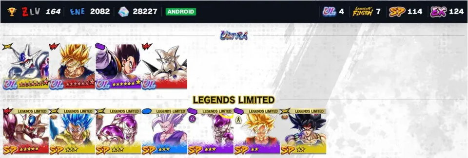 Dragon Ball Legends account preview