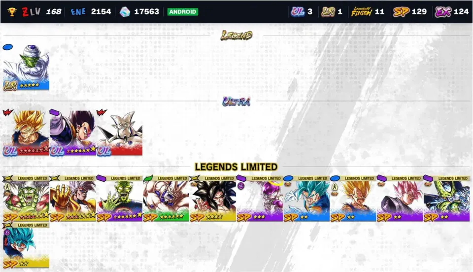 Dragon Ball Legends account preview