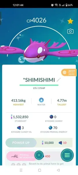 Shiny Guranted Lucky Kyogre Available For Trade