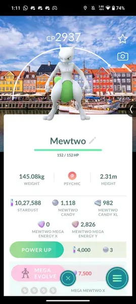 Shiny Mewtwo With Copenhagen Background